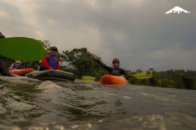 Team Kayaking in the Arajuno River