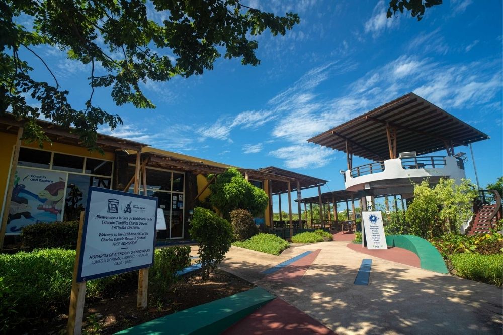 Entrance path leading to exhibition halls at Charles Darwin Research Station on a san cristobal isabela and santa cruz tour