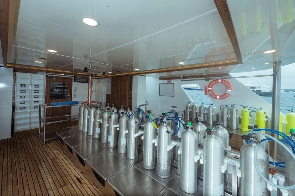 oxygen tanks ready for the underwater expeditions.