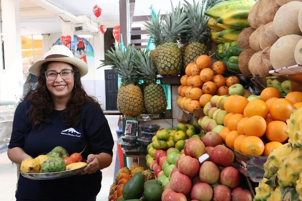 Women Travel around Quito Fruit Market