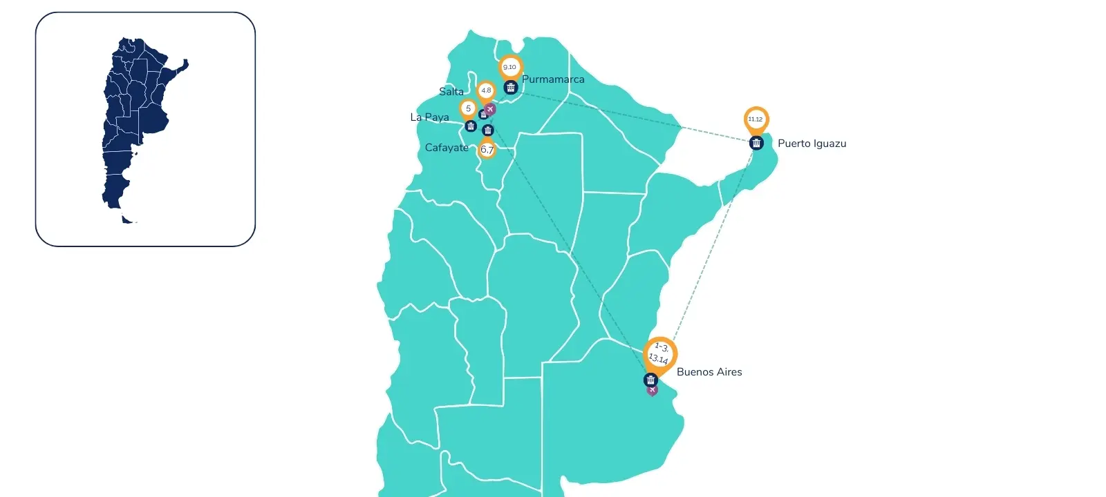 14-Day Argentina Adventure Map