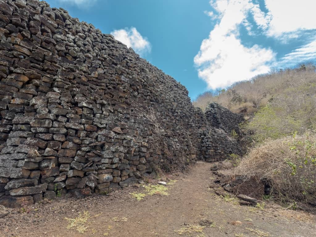 wall of tears historic stone wall on isabela island galapagos