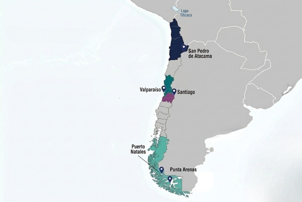 map of the main cities of chile