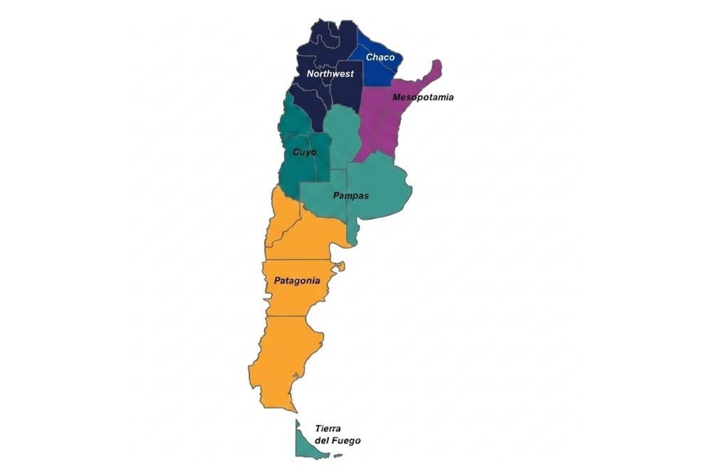 map showing the different regions of argentina